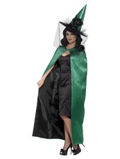 Čarodějnický plášť, oboustranný, zelený