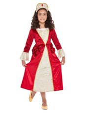 Dívčí kostým Tudorská princezna (červeno-zlatý)