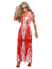 Dámský kostým Krvavá královna plesu (bílo-červený)