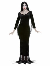 Dámský kostým Morticia Addams s parukou