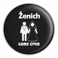 Placka GAME OVER - ženich (Černá)