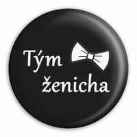 Placka Tým ženicha s motýlkem (Černá)