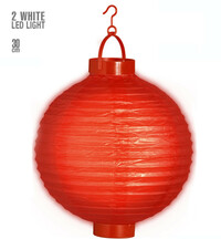 Červený lampión se dvěmi bílými LED světly
