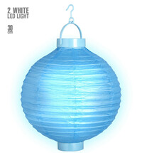 Modrý lampión se dvěmi bílými LED světly
