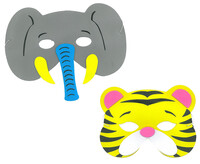 Dětská maska zvířátko 2 ks (slon, tygr)