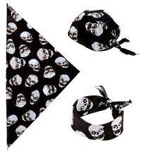 Černá pirátská bandana s lebkami