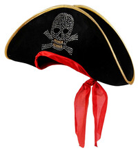 Pirátský klobouk placatý s lebkou se skříženými hnáty