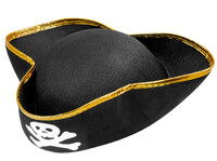Pirátský klobouk s lebkou a zlatým lemem