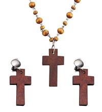 Sada dřevěného kříže a naušnic