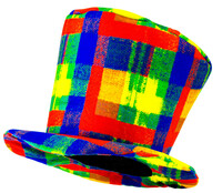 Puntíkovaný klaunský klobouk, cilindr