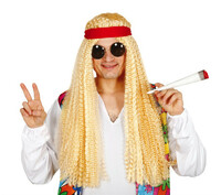 Blond paruka hippie s čelenkou