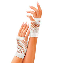 Dámské bílé neónové fishnet rukavice