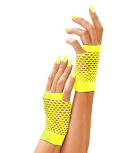 Dámské žluté neónové fishnet rukavice