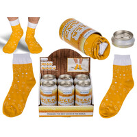 Pivní ponožky v plechovce od piva