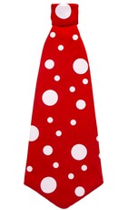 Červená klaunská kravata s bílými puntíky