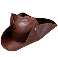 Hnědý pirátský klobouk s koženým vzhledem