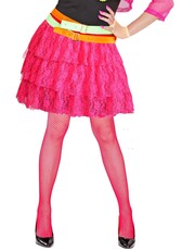 Neonově růžová krajková sukně