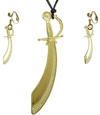 Zlatý náhrdelník a náušnice pirátská šavle