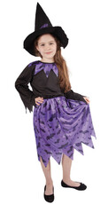Dětský kostým čarodějnice/Halloween s netopýry a kloboukem (6-8 let)