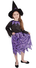 Dětský kostým čarodějnice/Halloween s netopýry a kloboukem (S)