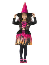 Dívčí kostým čarodějka (růžovo-černý)