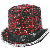 Červený klobouk Deluxe s flitry
