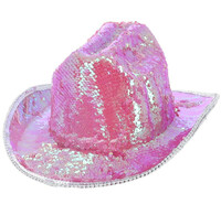 Kovbojský klobouk s flitry, růžový