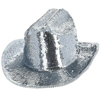 Kovbojský klobouk s flitry, stříbrný