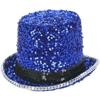 Modrý klobouk Deluxe s flitry