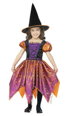 Dívčí kostým čarodějka s kloboukem