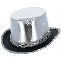 Metalický svítící klobouk, stříbrný