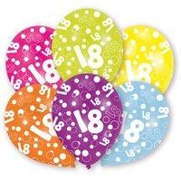 Balónky k 18. narozeninám 6 ks, 27,5 cm
