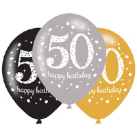 Balónky k 50. narozeninám 6 ks (mix barev), 27,5 cm