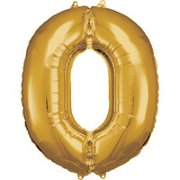 Fóliový balónek číslice 0 zlatý, 86 cm