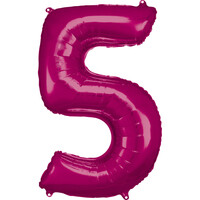 Fóliový balónek číslice 5 růžový, 86 cm