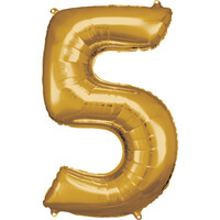 Fóliový balónek číslice 5 zlatý, 86 cm