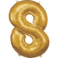 Fóliový balónek číslice 8 zlatý, 86 cm