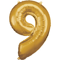 Fóliový balónek číslice 9 zlatý, 86 cm