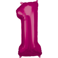 Fóliový balónek číslice jedna růžový, 86 cm