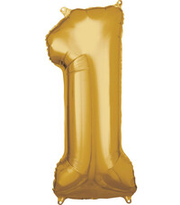 Fóliový balónek číslice jedna zlatý, 86 cm
