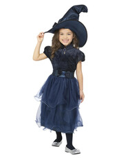 Dívčí kostým čarodějnice, modrý
