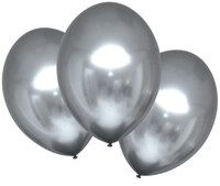 Sada 6ks balónků (průměr 27cm) v lesklé platinové barvě