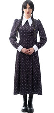Dívčí šaty Wednesday Addams, vzorované
