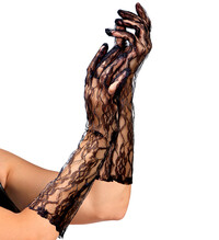 Černé krajkové rukavice, dlouhé (40 cm)