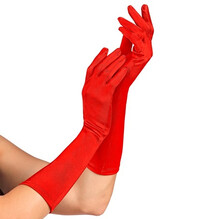 Saténové rukavice, červené (40 cm)