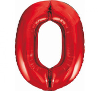 Fóliový balónek číslice 0 červený, 85 cm