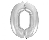 Fóliový balónek číslice 0 stříbrný, 92 cm