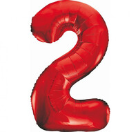 Fóliový balónek číslice 2 červený, 85 cm