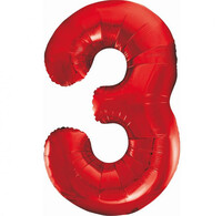Fóliový balónek číslice 3 červený, 85 cm