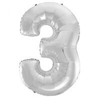 Fóliový balónek číslice 3 stříbrný, 92 cm